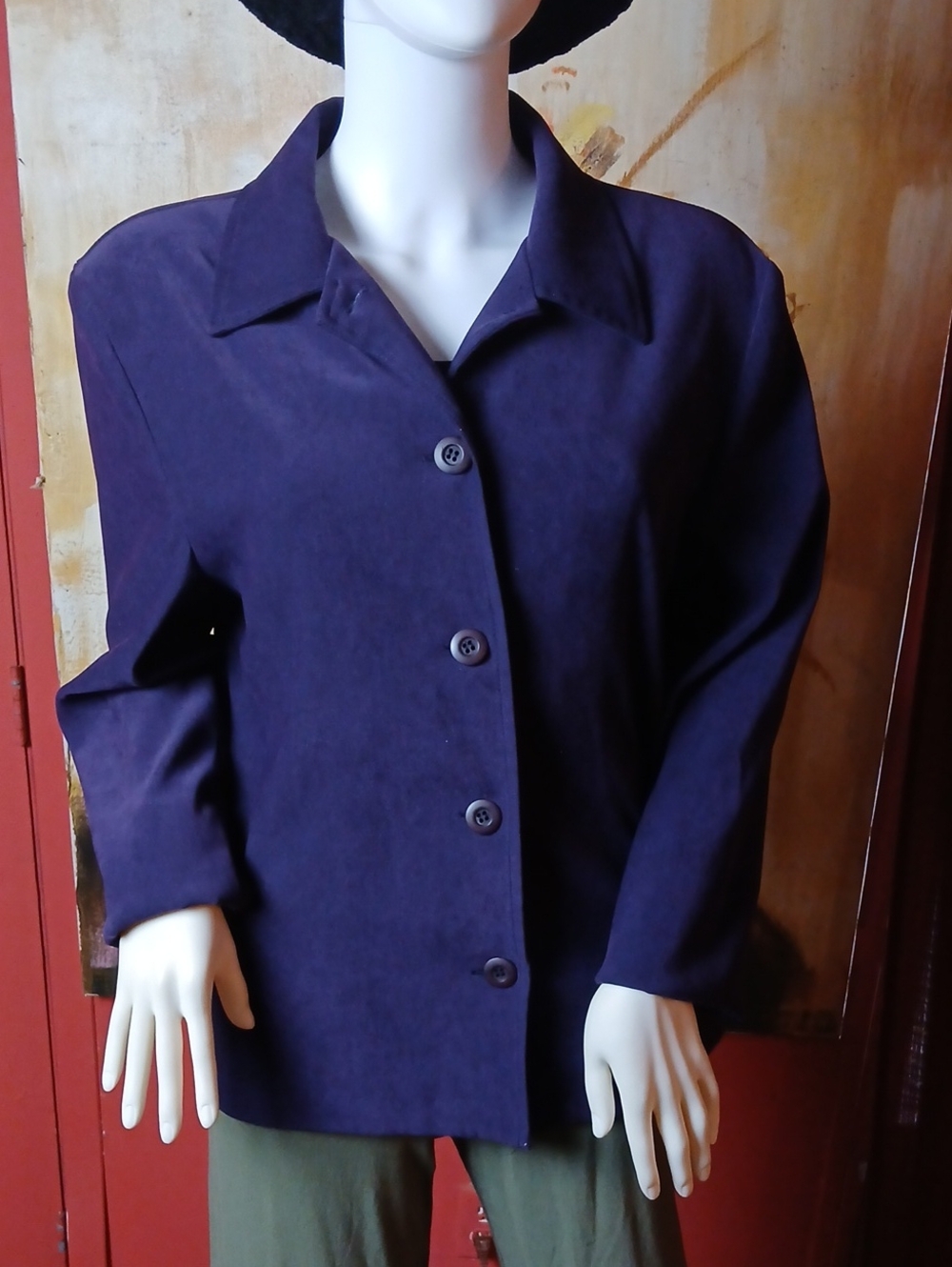 Briggs Size Medium Purple Button Front Jacket with Shoulder Pads